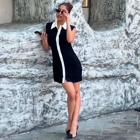 ZARA Blogger Favorite Contrast Lapel Mini Dress NWT – Black & White, Size M & L - Picture 13 of 16